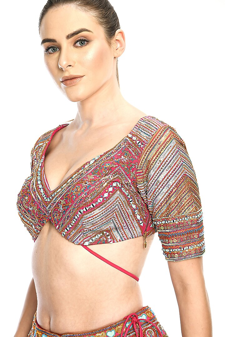 Pink Embroidered Bridal Lehenga Set by Moledro at Pernia's Pop Up Shop