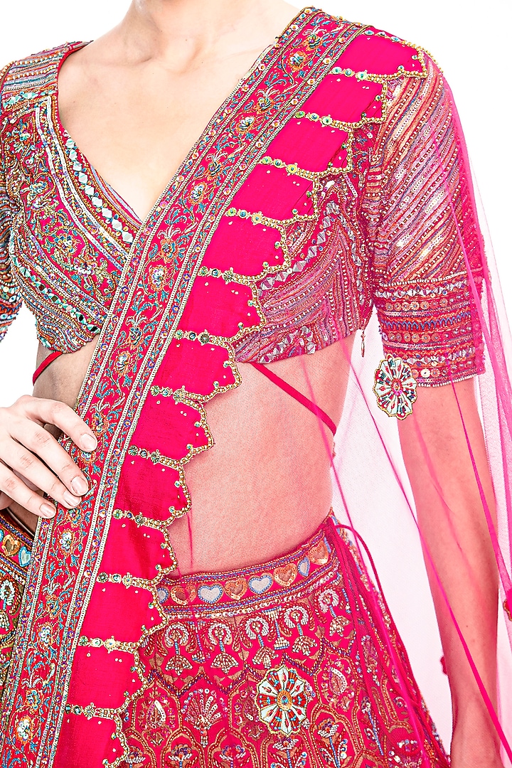 Pink Embroidered Bridal Lehenga Set by Moledro at Pernia's Pop Up Shop