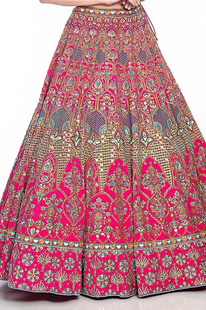 Pink Embroidered Bridal Lehenga Set by Moledro at Pernia's Pop Up Shop