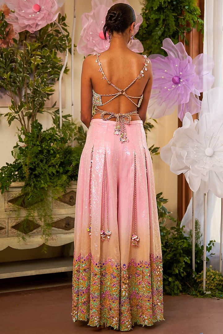 Pink Organza Embroidered Bridal Sharara Set by Moledro at Pernia's Pop Up Shop