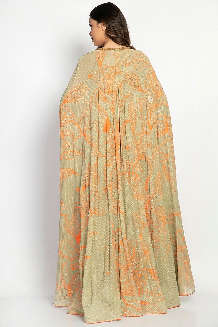 Beige & Orange Printed Kaftan by Moledro at Pernia's Pop Up Shop
