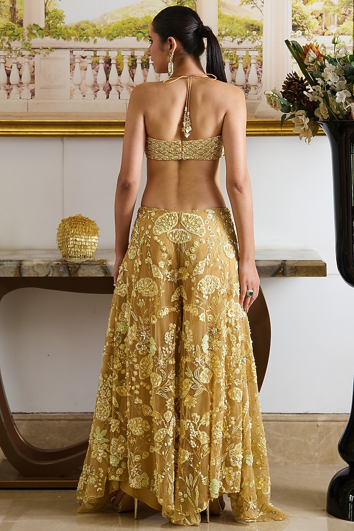 Golden Butterfly Net Floral Embroidered Co-Ord Set by Moledro at Pernia's Pop Up Shop
