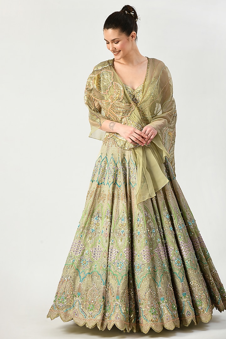 Multi-Colored Embroidered Bridal Anarkali Set by Moledro at Pernia's Pop Up Shop