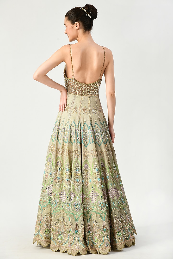 Multi-Colored Embroidered Bridal Anarkali Set by Moledro at Pernia's Pop Up Shop