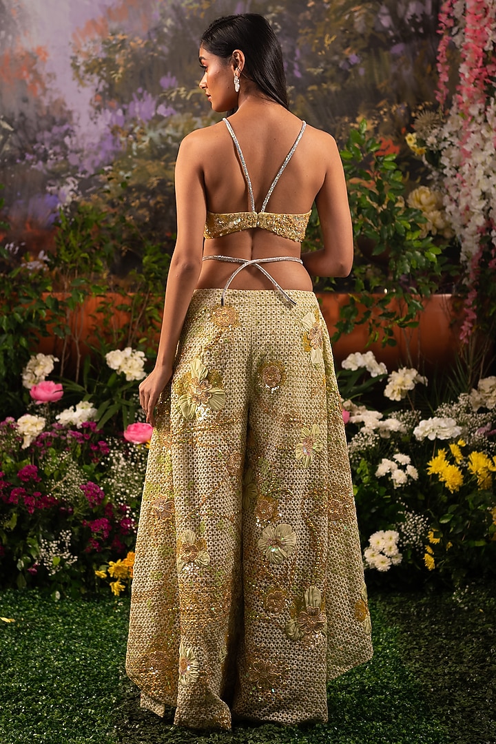 Sage Green Organza & Textured Fabric Embroidered Co-Ord Set by MOLEDRO at Pernia's Pop Up Shop