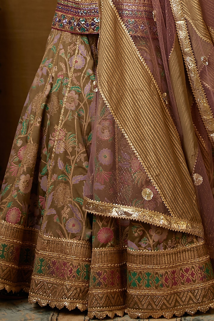 Olive Floral Printed Wedding Sharara Set by MOLEDRO at Pernia's Pop Up Shop