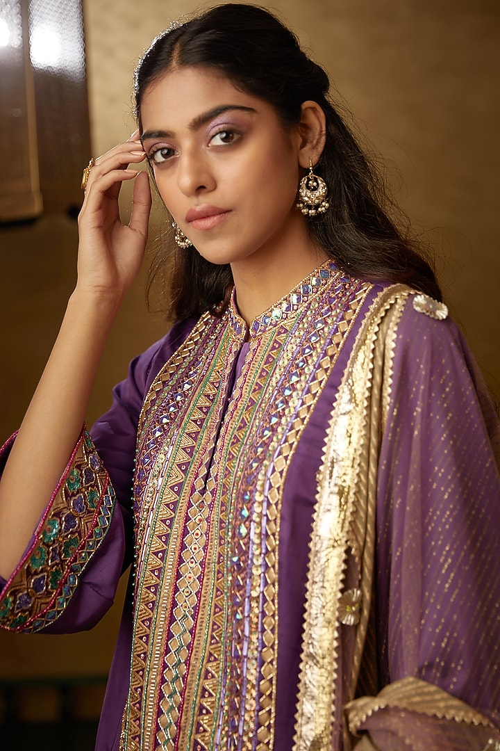 Olive Floral Printed Wedding Sharara Set by MOLEDRO at Pernia's Pop Up Shop