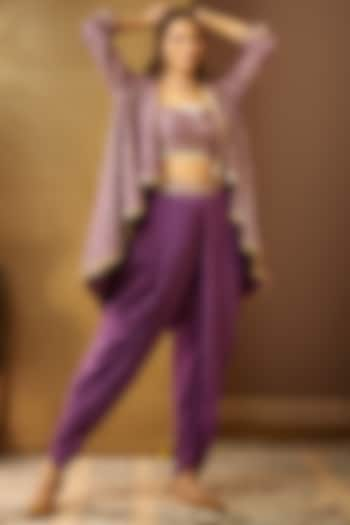 Dull Purple Crepe Dhoti Set by MOLEDRO at Pernia's Pop Up Shop