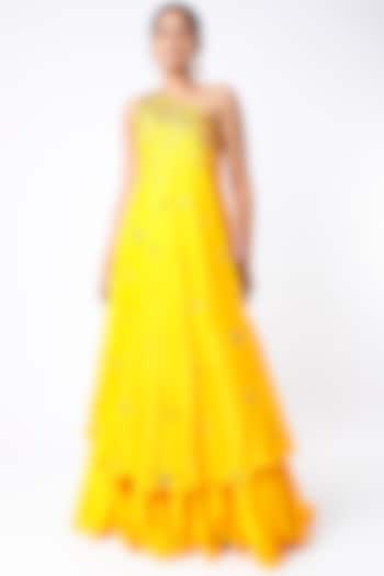 Yellow Embellished Lehenga Set by Mona & Vishu
