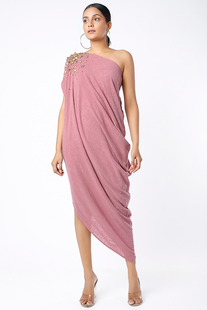 Blush Pink Embellished Dress Design by Mona & Vishu at Pernia's Pop Up Shop 2024