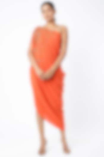 Orange Embellished Dress by Mona & Vishu
