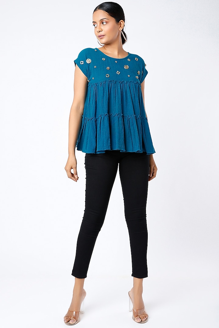 Turquoise Organic Cotton Top by Mona & Vishu