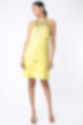 Yellow Embellished Dress by Mona & Vishu