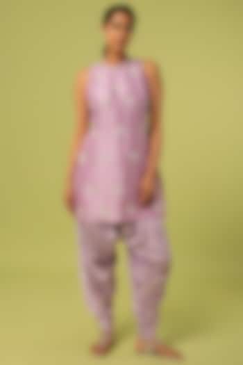 Lilac Modal Satin Pants Set by Mona & Vishu