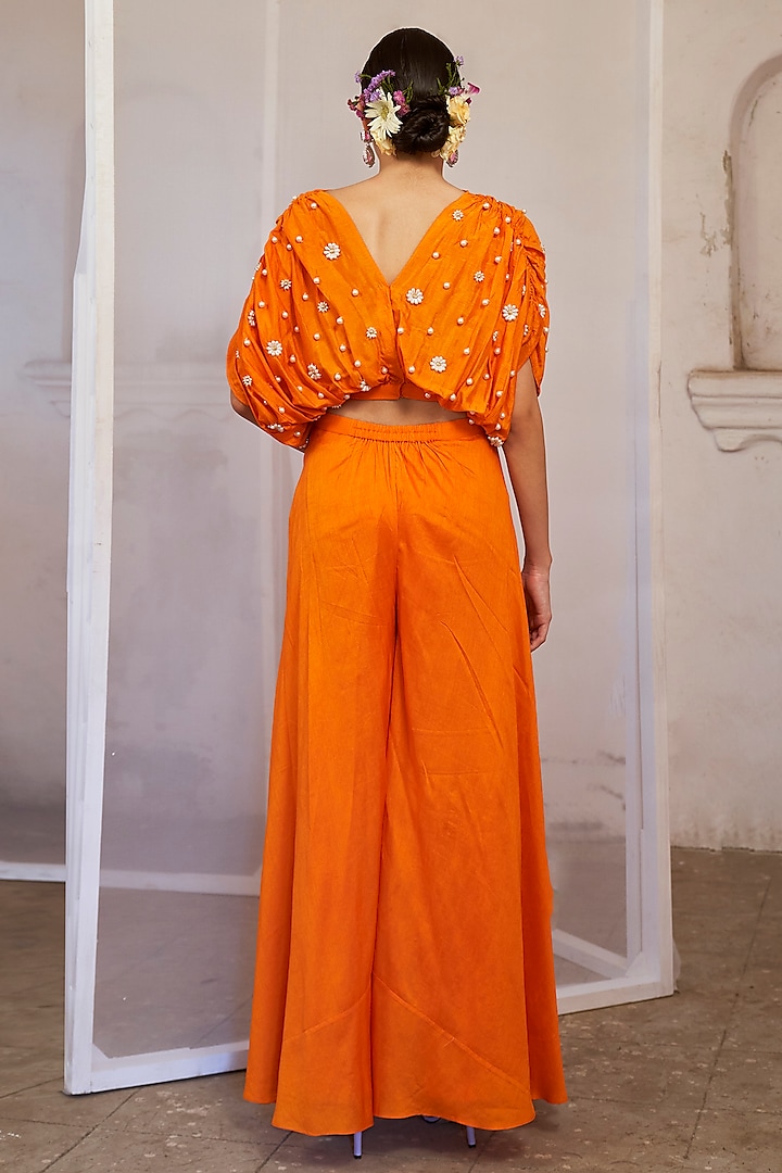 Orange silk Palazzos