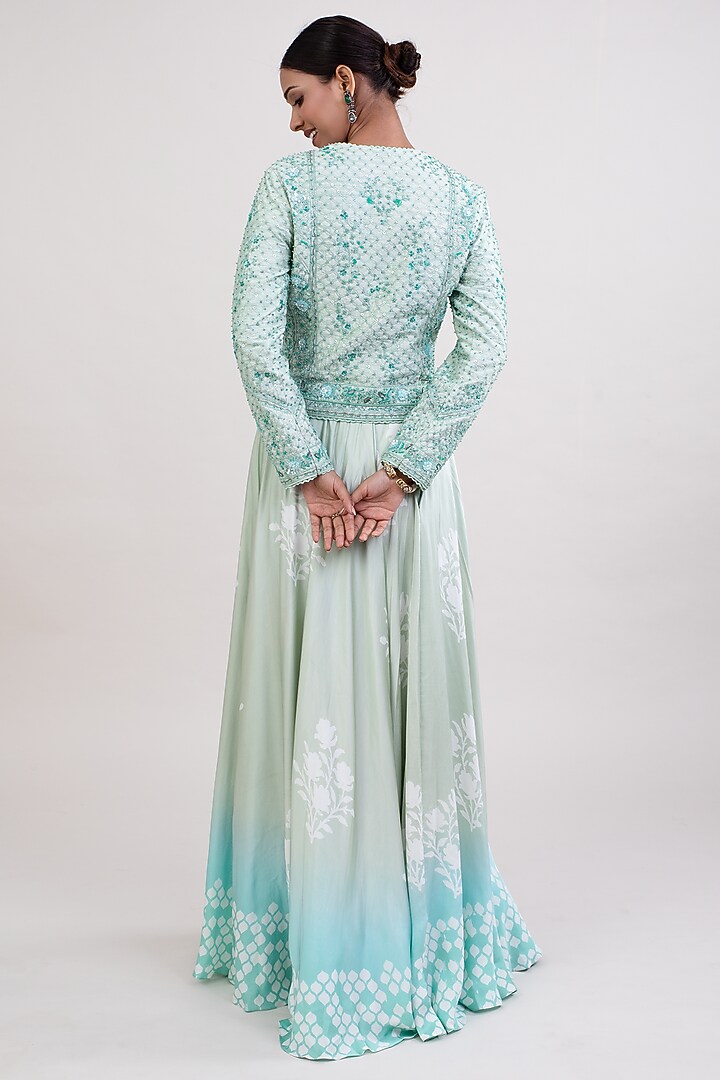 Firoza Cotton Modal Printed Ombre Skirt Set by Monika Mathuria Datta at Pernia's Pop Up Shop