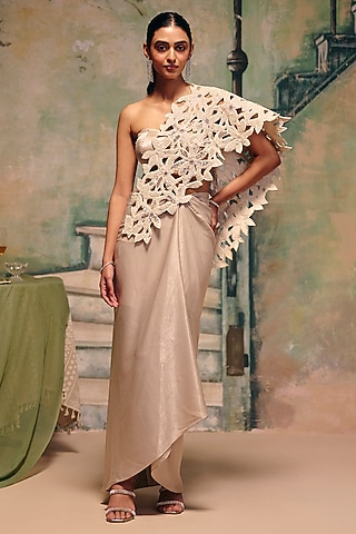 White Cutwork Lace Skirt Set by Label Moni K