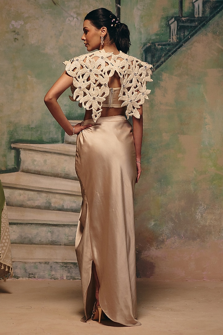 Champagne Metallic Jersey Pant Set by Label Moni K at Pernia's Pop Up Shop