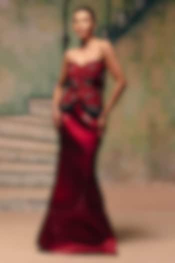 Deep Wine Turkish Organza Skirt Set by Label Moni K at Pernia's Pop Up Shop