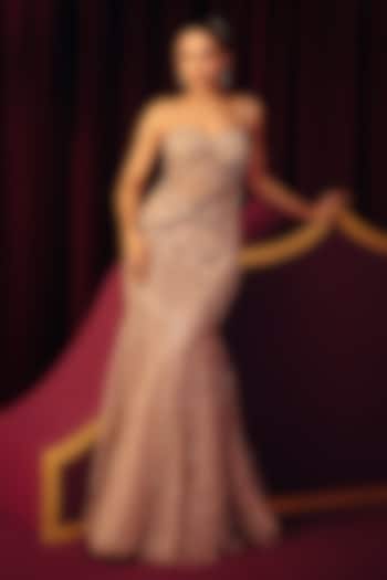 Grey Net & Satin Embellished Wedding Lehenga Set by Label Moni K at Pernia's Pop Up Shop