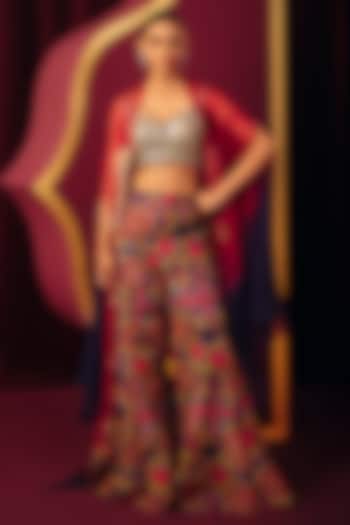 Multi-Colored Organza Printed Wedding Sharara Set by Label Moni K at Pernia's Pop Up Shop