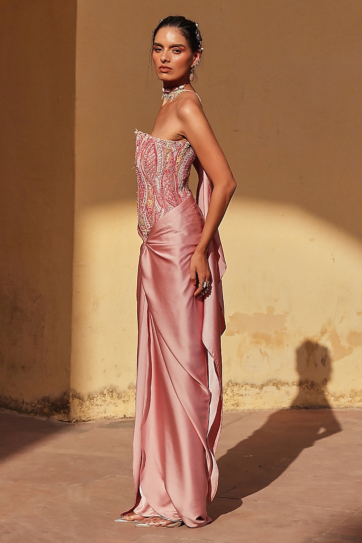 Pink Satin Skirt Set by Label Moni K at Pernia's Pop Up Shop