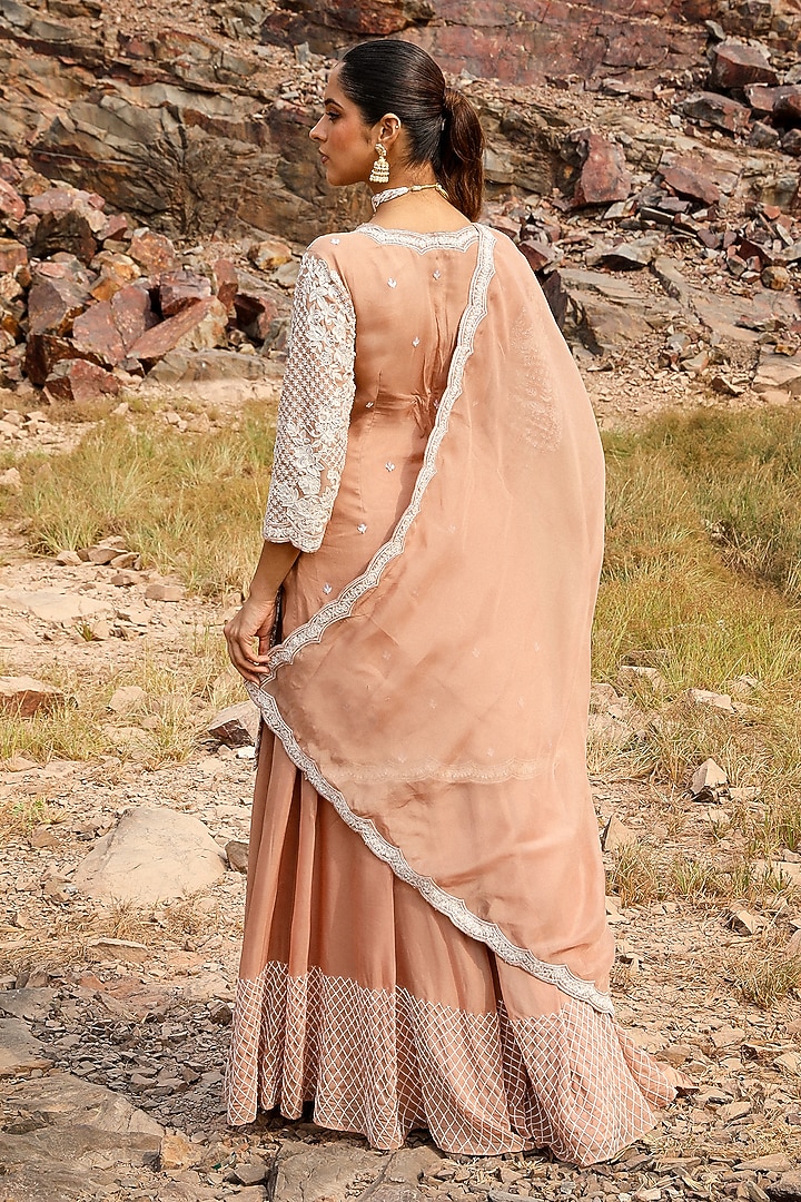 Champagne Organza Hand Embroidered Wedding Sharara Set by Label Moni K at Pernia's Pop Up Shop