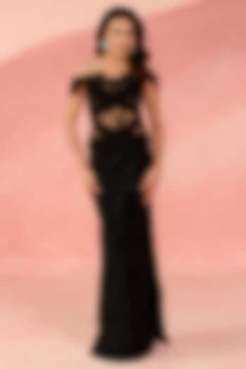 Nude & Black Japanese Crepe Column Skirt Set by Label Moni K at Pernia's Pop Up Shop