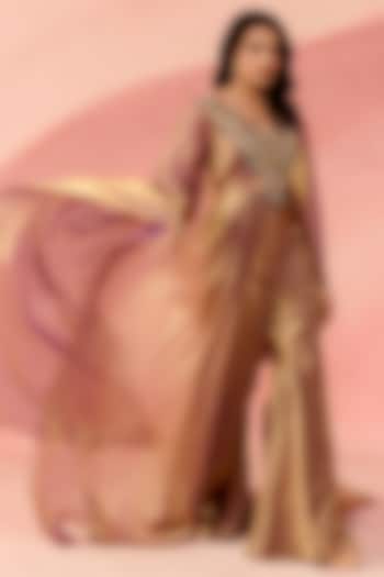 Rose Gold Fendi Organza Embellished Kaftan Set by Label Moni K at Pernia's Pop Up Shop