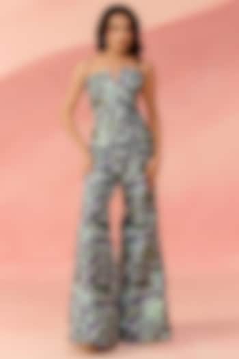 Blue Jacquard Crystal-Embellished Co-Ord Set by Label Moni K at Pernia's Pop Up Shop