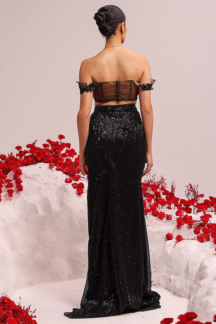 Black Sequins Skirt Set by Label Moni K at Pernia's Pop Up Shop
