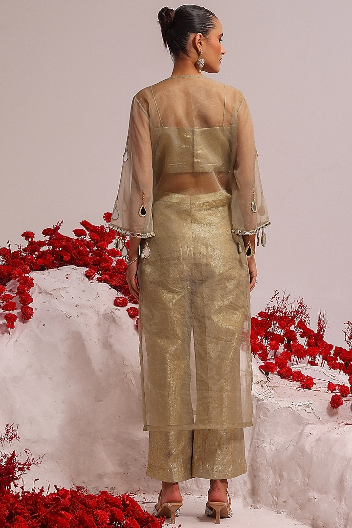 Mint Organza Kurta Set by Label Moni K at Pernia's Pop Up Shop