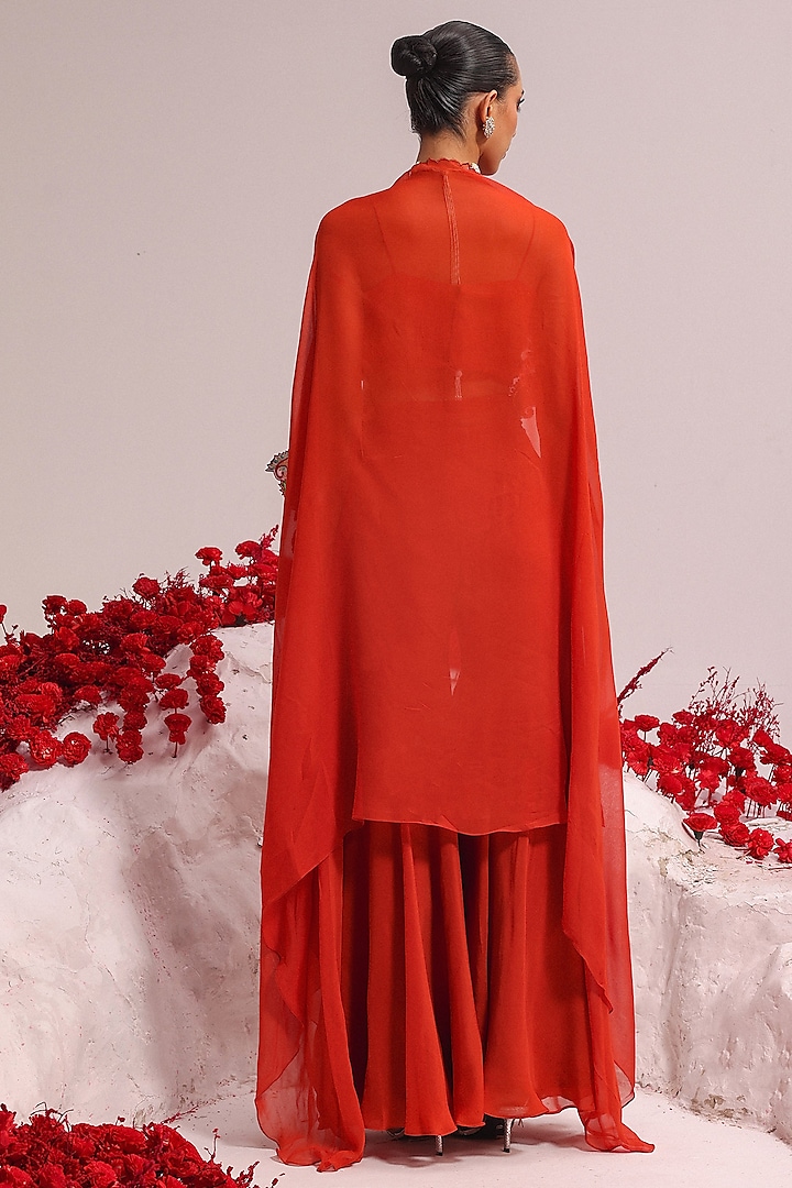 Rust Organza Party Wear Sharara Set by Label Moni K at Pernia's Pop Up Shop
