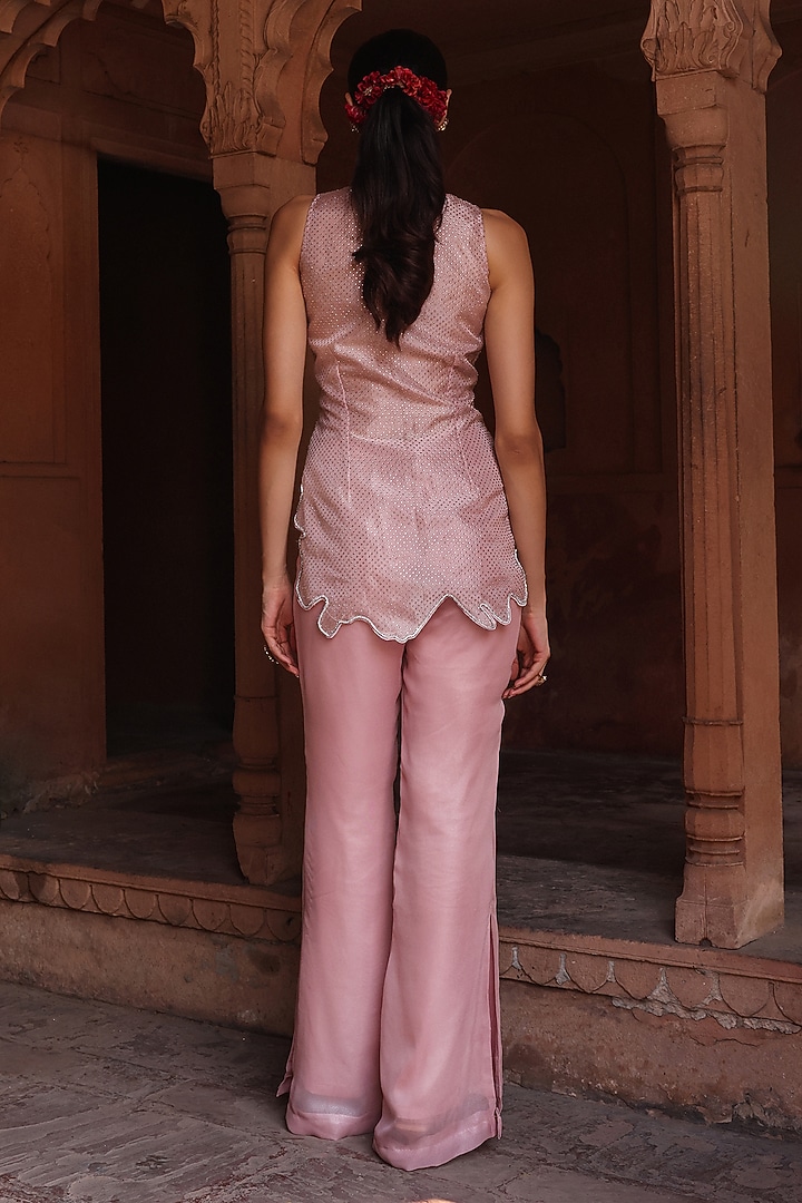 Pink Organza & Georgette Swarovski Co-Ord Set by Label Moni K at Pernia's Pop Up Shop
