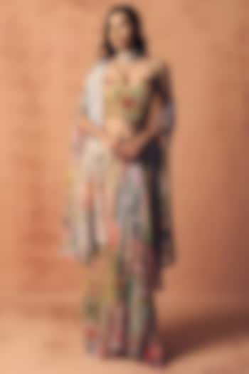 Pale Blue Georgette & Organza Skirt Set by Label Moni K at Pernia's Pop Up Shop