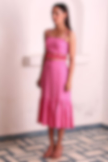 Pink Modal Satin Skirt Set by Monk & Mei at Pernia's Pop Up Shop