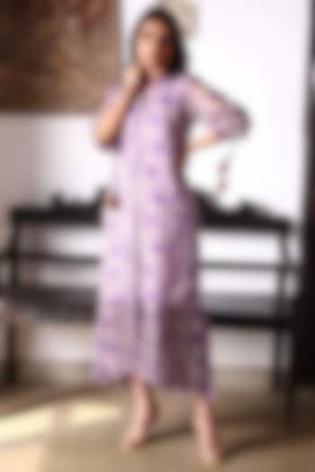 Purple Georgette Maxi Dress by Monk & Mei