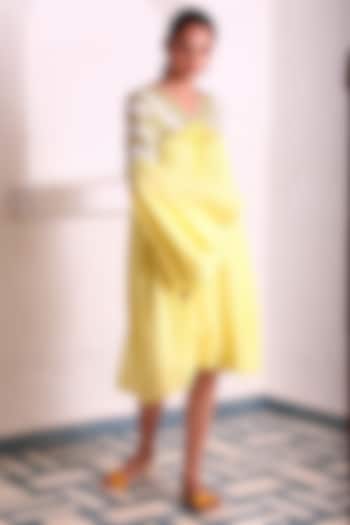 Yellow Flared Boho Dress by Monk & Mei