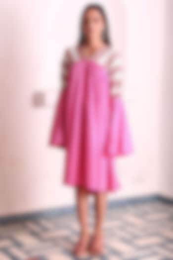 Pink Flared Boho Dress by Monk & Mei