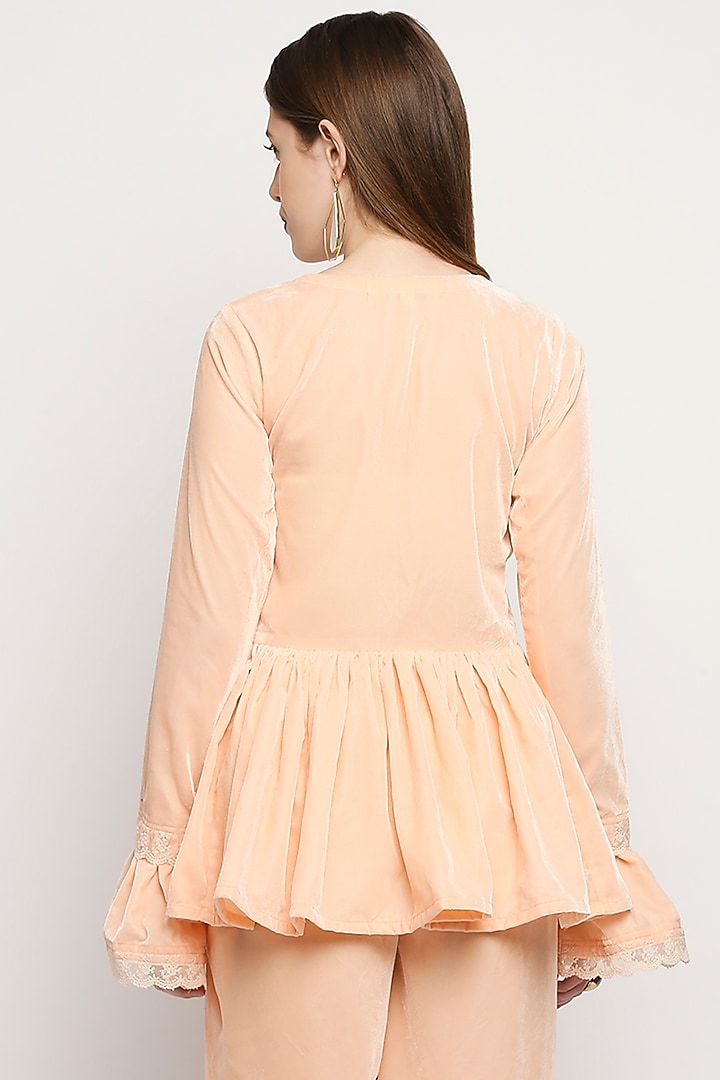 Peach Velvet Jacket by Monk & Mei at Pernia's Pop Up Shop