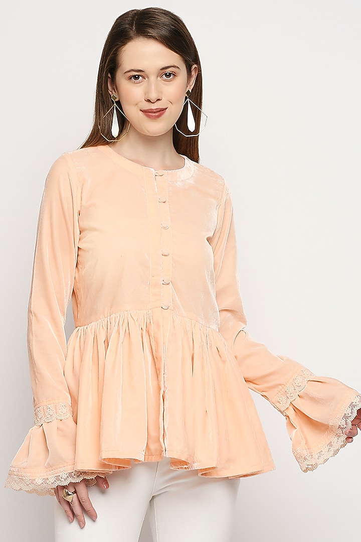 Peach Velvet Jacket by Monk & Mei at Pernia's Pop Up Shop