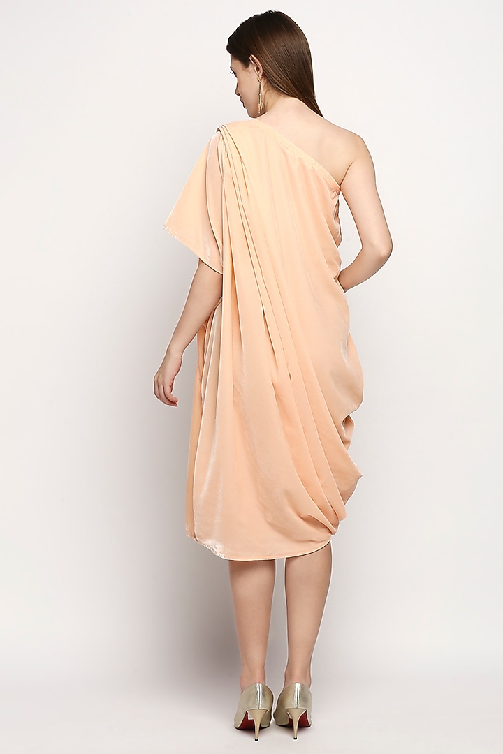 Peach Velvet Cowl Summer Dress by Monk & Mei at Pernia's Pop Up Shop