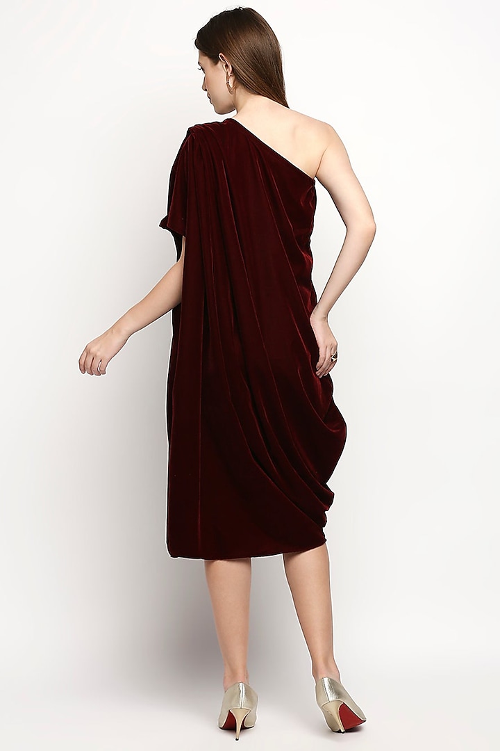 Maroon Velvet Cowl Summer Dress by Monk & Mei at Pernia's Pop Up Shop