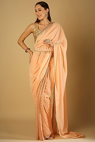 Peach Georgette Blouse by Monk & Mei