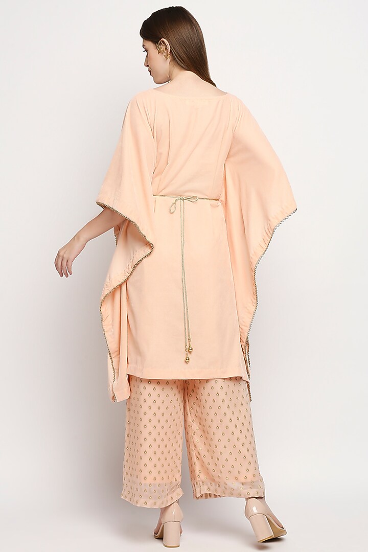 Peach Velvet Kaftan Set by Monk & Mei at Pernia's Pop Up Shop