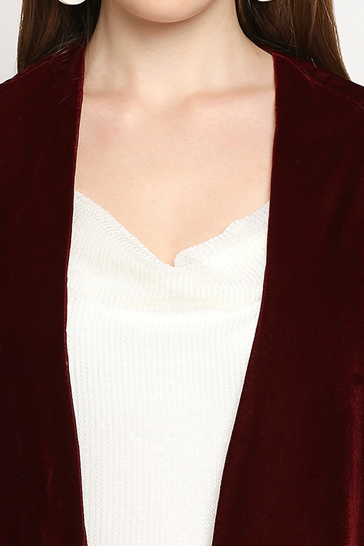 Maroon Velvet Cape by Monk & Mei at Pernia's Pop Up Shop