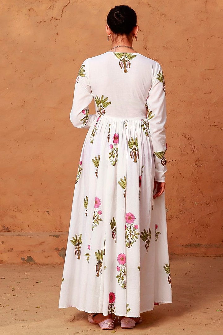 White Mulmul Angrakha Dress by Monk & Mei at Pernia's Pop Up Shop