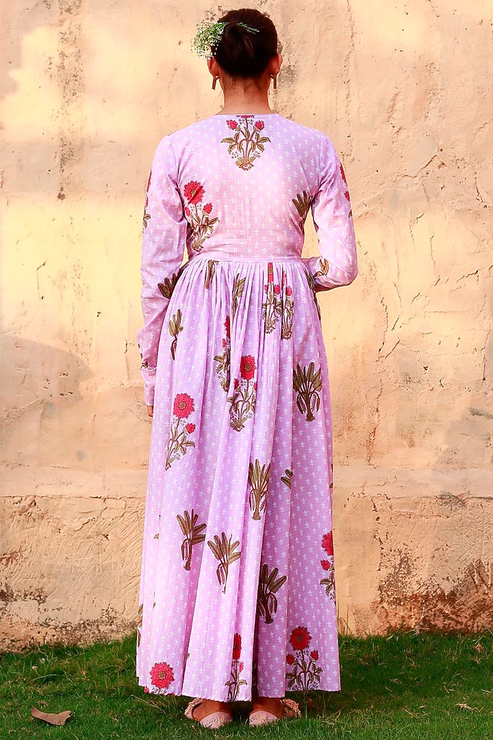 Lavender Mulmul Angrakha Dress by Monk & Mei at Pernia's Pop Up Shop
