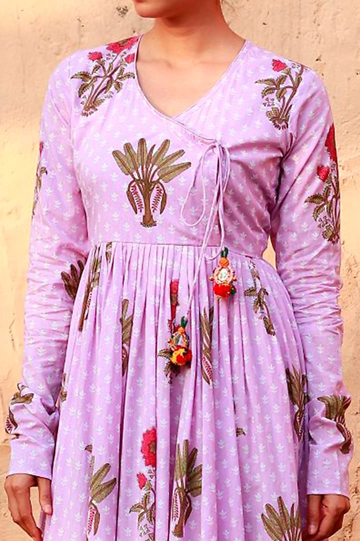 Lavender Mulmul Angrakha Dress by Monk & Mei at Pernia's Pop Up Shop