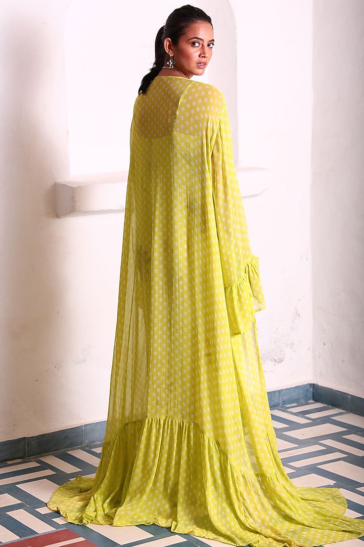 Green Modal Satin Jumpsuit With Shrug by Monk & Mei at Pernia's Pop Up Shop